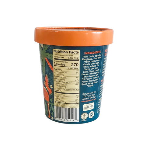 Eden’s Market Aahana's Naturals vegan toasted curry power bowl nutrition label and ingredient list on a round cup