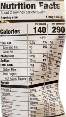 Eden’s Market Cadia organic frozen bananas nutrition facts label showing calories and nutrient content
