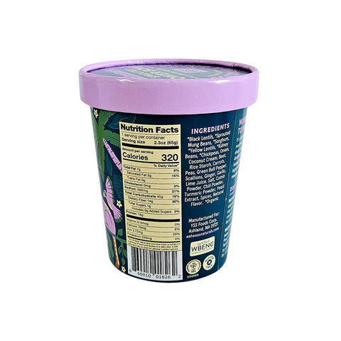 Eden’s Market Aahana's Naturals coconut and ginger sprouted power bowl nutrition label on a purple container
