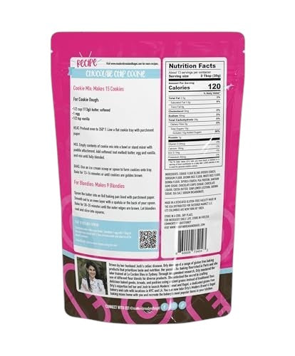 Eden’s Market Modern Bread & Bagel gluten-free chocolate chip cookie mix pouch back view with nutrition facts