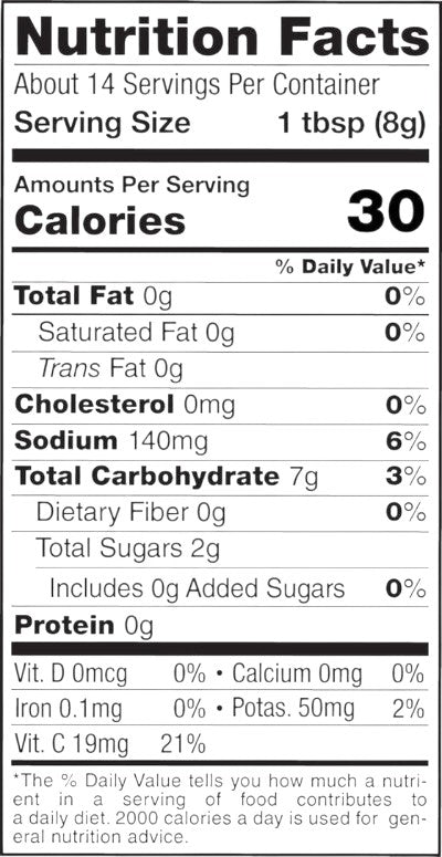 Eden’s Market Sunfood Superfoods Simple Nutrition Red Blend nutrition facts label showing 30 calories per serving.