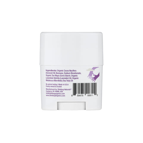 Eden’s Market lavender deodorant travel size back label showing ingredients and barcode on a white plastic container
