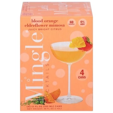 Eden’s Market Mingle blood orange elderflower mimosa non-alcoholic mocktail 4-pack box with citrus garnish