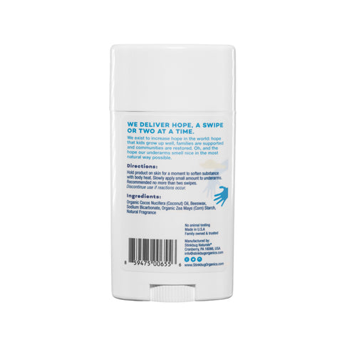 Eden’s Market Sweet Peppermint deodorant stick back label with ingredients and directions on a white background