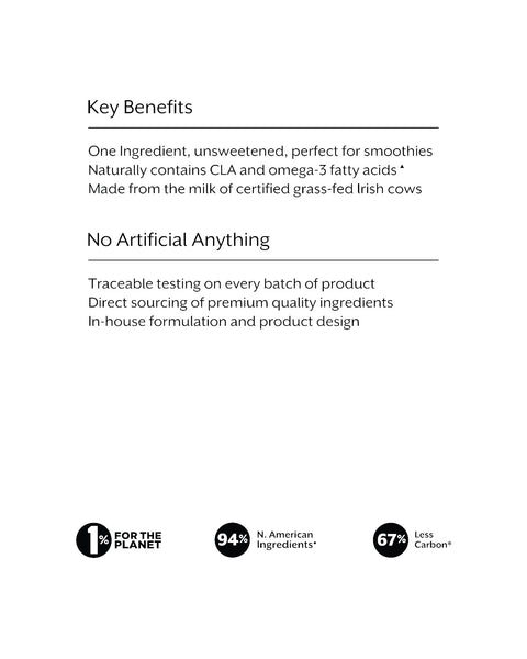 Eden’s Market Promix grass-fed whey protein powder benefits list highlighting one ingredient and Irish milk source