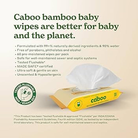 Caboo - Flushable Wipes - 60 count