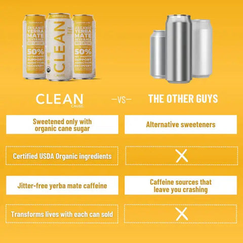 CLEAN Cause - Lemonade & Tea Non-Carbonated Organic Yerba Mate Tea - 16 fl oz