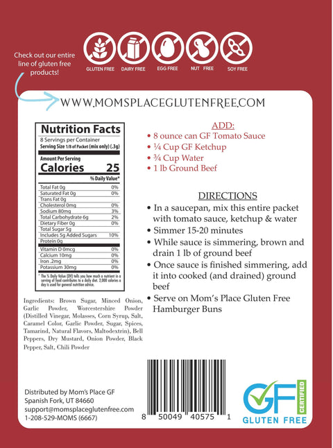 Mom's Place Gluten Free - Sloppy Joe Mix - 2.3 oz